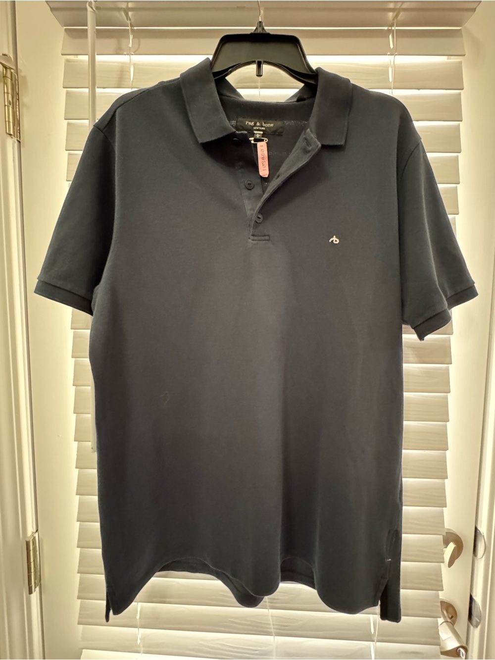 Rag & Bone Men's Polo Shirt - Navy Size L Logo on Front Chest